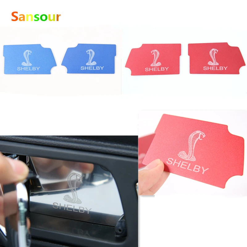 

Sansour Car Styling 2pcs Interior Door Handle Bowl Cover Sticker trim For Ford Mustang 2015+