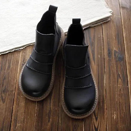 Black Short Plush Удобная обувь в японском стиле ретро; Серый цвет; обувь с круглым носком для пожилых женщин; обувь для широкой стопы; женская обувь на плоской подошве; цвет красный, зеленый; Дизайнерская обувь в винтажном стиле - Цвет: Black Short Plush