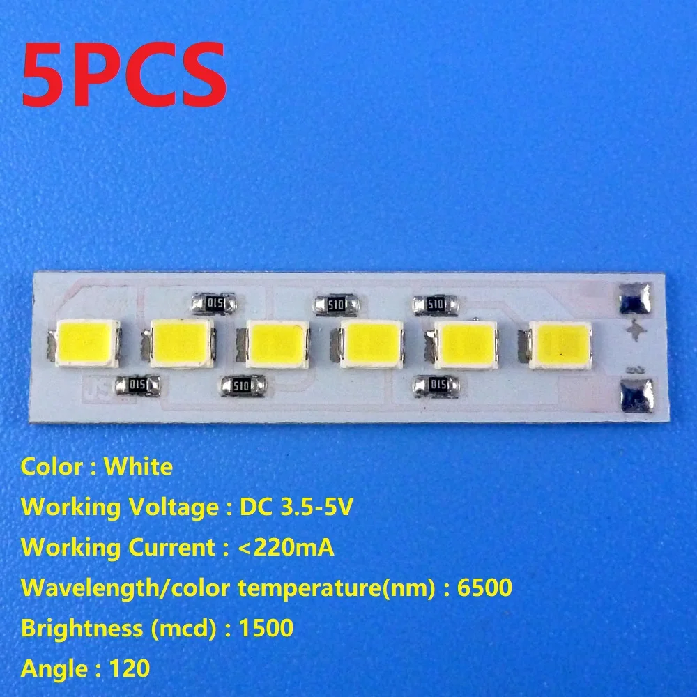 5x DC 3,7 V 5V 1,2 W белый светодиодный светильник и 1x 3,5-5 V 2A сенсорный переключатель светодиодный контроллер для USB мобильного питания 18650 литиевая батарея