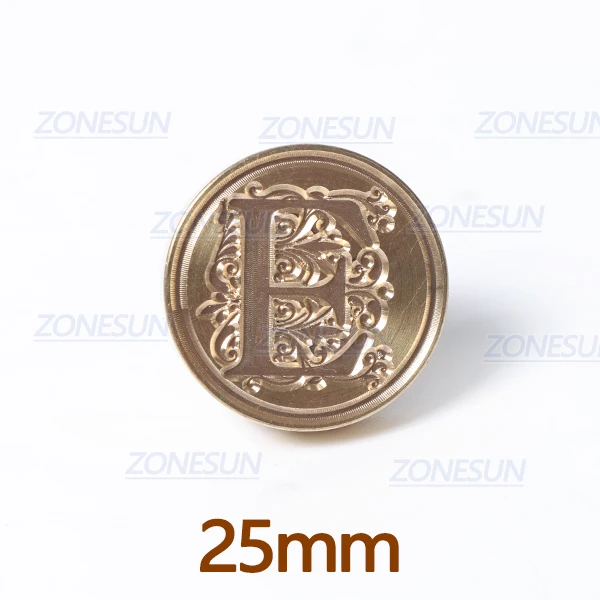 E with handle ZONESUN Письмо Конверт уплотнение воск медь печать штамп искусство декоративная восковая печать штамп деревянная ручка свадебный пост подарки - Цвет: E with handle