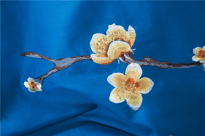 4/6 шт египетского хлопка Peocock вышивка Восточная роскошь Постельное белье синий и