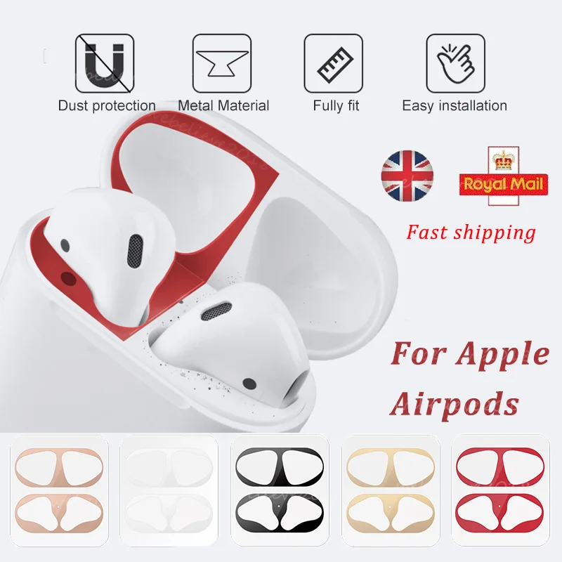 Металлическая Пыль Защита для Apple AirPods чехол аксессуар защитная наклейка защита