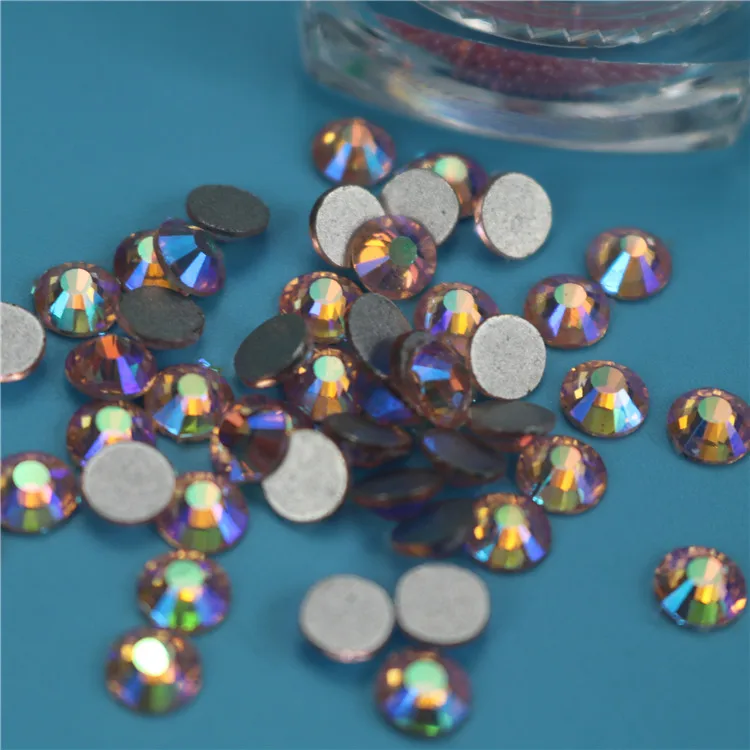 

New ss3-ss30 Light Peach Nail Rhinestone Non-Thermosetting FlatBack Glue Crystal Rhinestone On Fabric And Phone