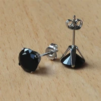 316 l stainless steel with 8mm round aaa black zircon stud earrings for men and women jewelry 201903021950