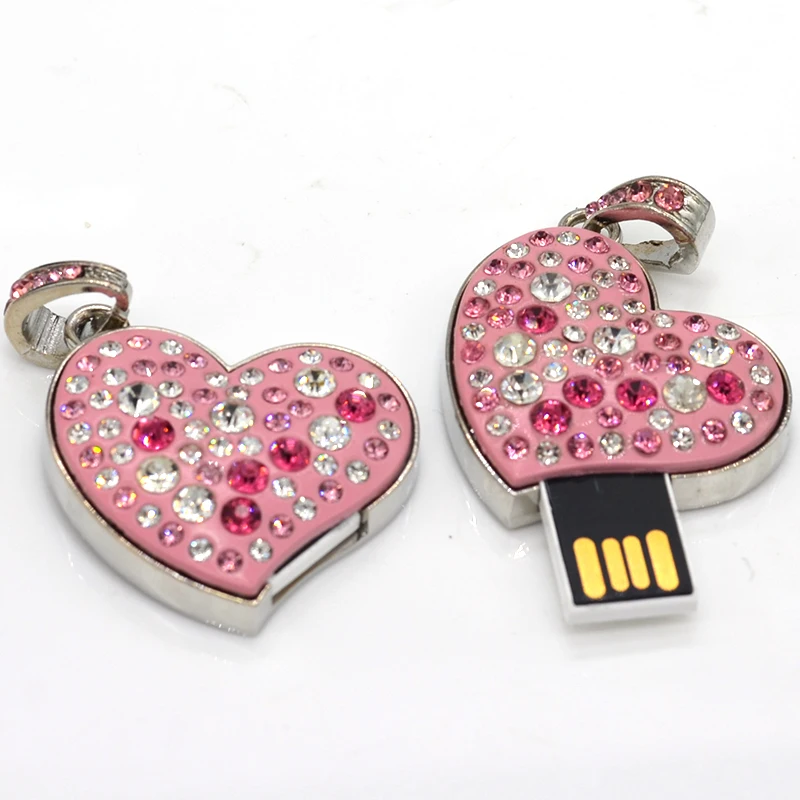С украшением в виде кристаллов сердце USB флеш-накопитель объемом памяти 4 ГБ/8 ГБ/16