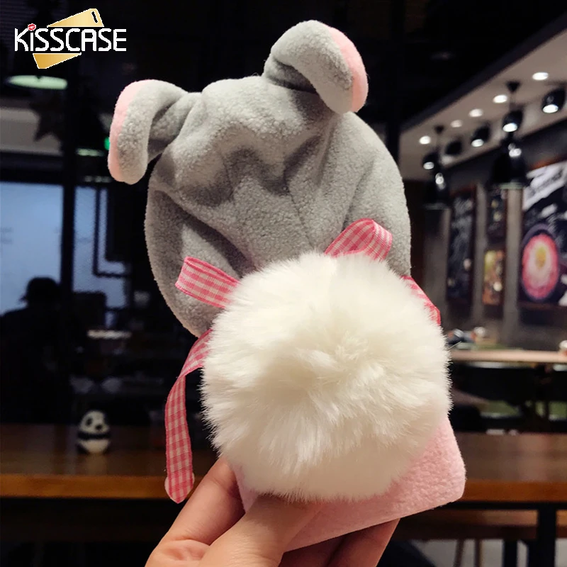 KISSCASE Пушистая Шапка кролика чехол для телефона Iphone 8 7 6s 6 Plus зимняя милая плюшевая