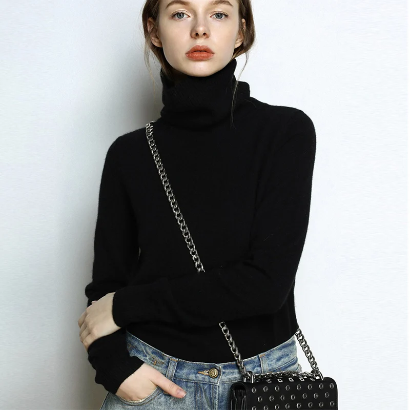 Autumn and Winter High Collar Cashmere Blend Sweater Women Loose Pullover Net Red Bottoming Warm Short Paragraph | Женская одежда