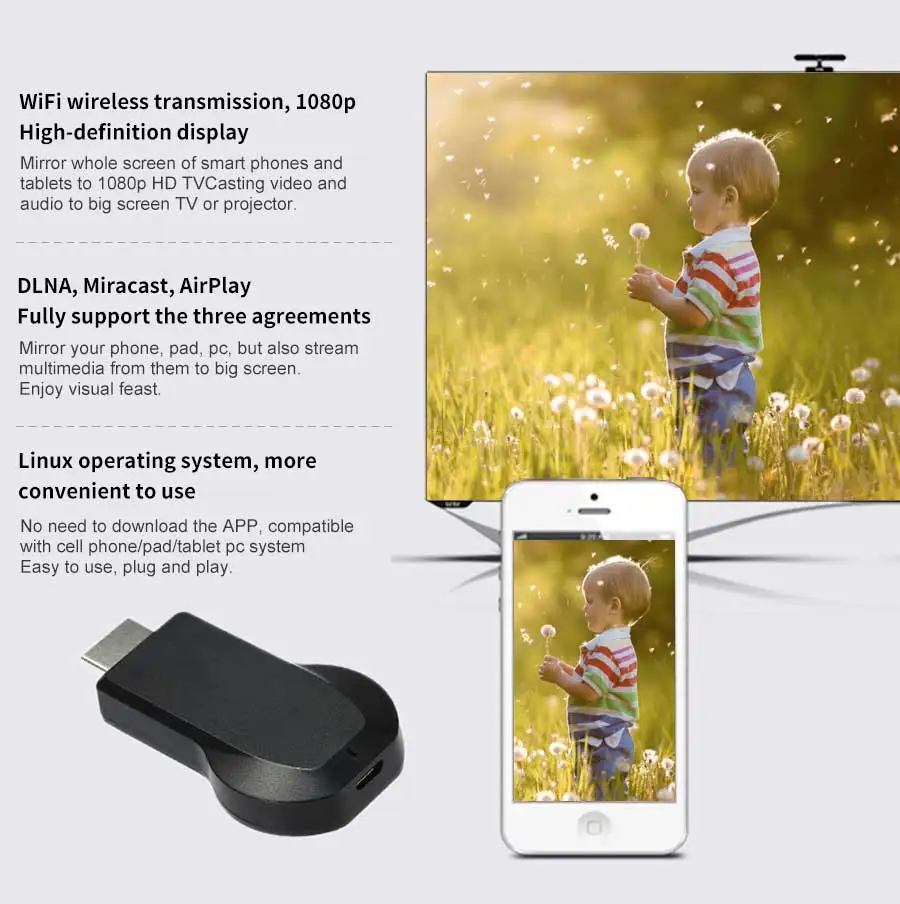 AnyCast M2 Plus tv Stick для Apple tv Airplay 1080 P беспроводной WiFi Дисплей приемник для ТВ-тюнера Android tv Miracast для телефона ПК