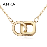 anka new simple style necklace for women double geometric pendant fashion micro paved top zircon necklace wedding jewelry 26140