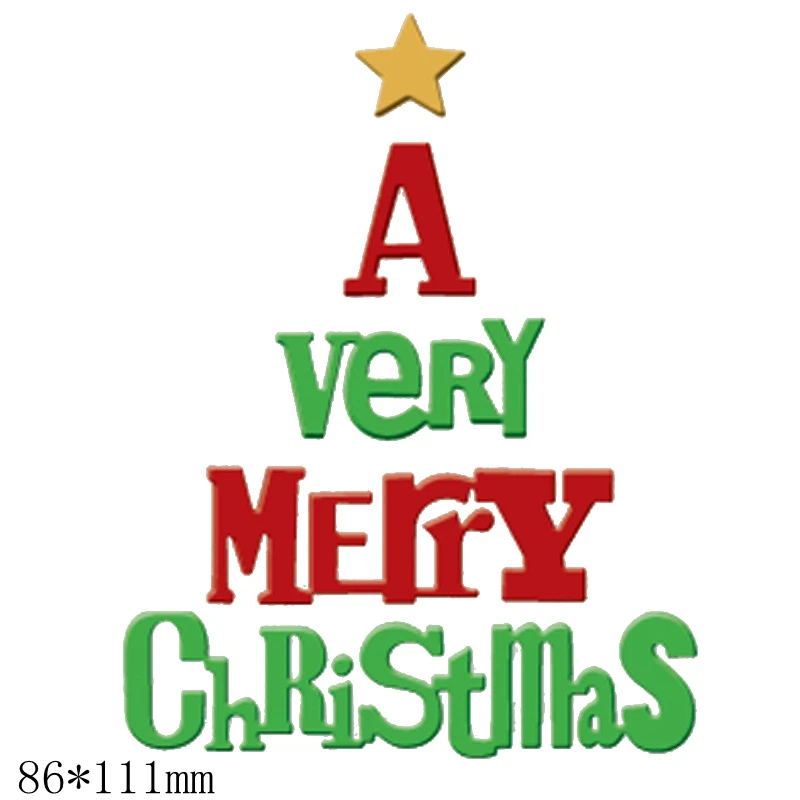 A Very Merry Christmas Tree Word Metal Cutting Dies Stencils DIY Scrapbooking Album New Paper Cards Craft Decor Embossing | Дом и сад
