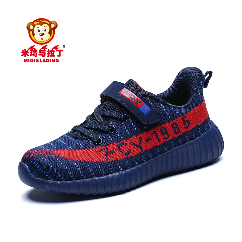 Hook &amp Loop Kids Running Shoes Breathable Mesh Ultra Light Weight Boys Girls Sneakers Striped Letters Children Casual | Детская