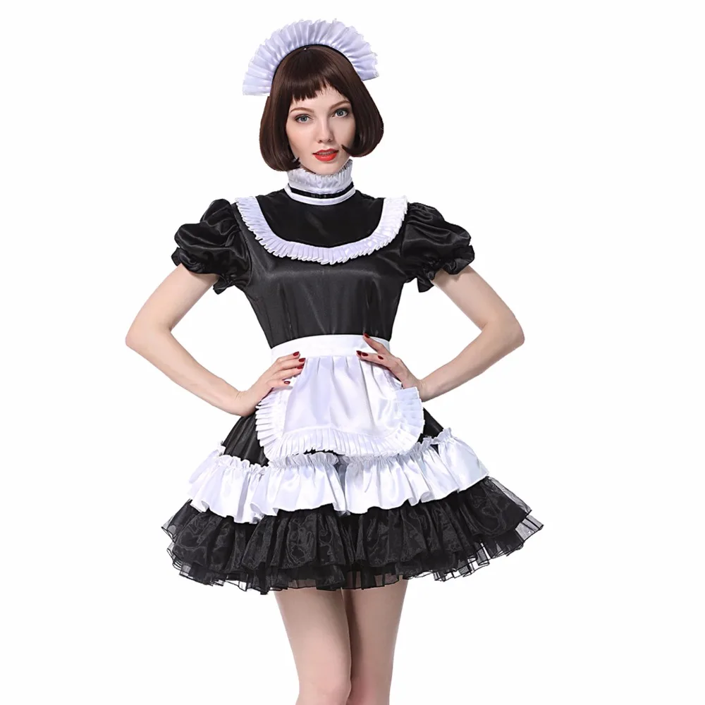 Женское атласное платье с замком Sissy черное плиссированное для девочек костюм
