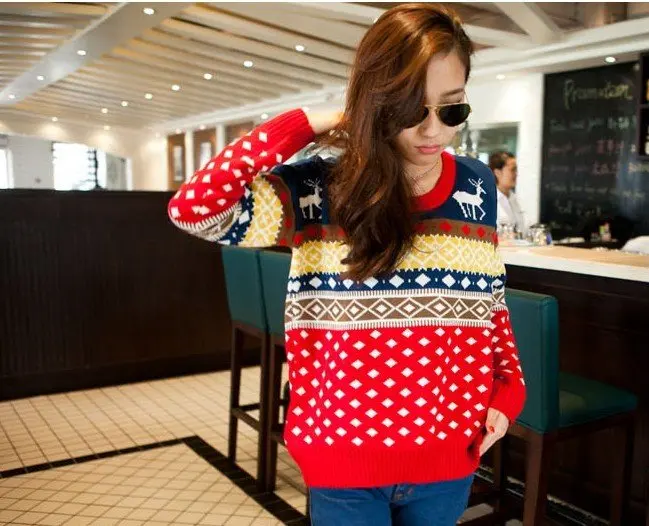Новинка осенне-зимняя одежда рождественские пуловеры с длинным рукавом и