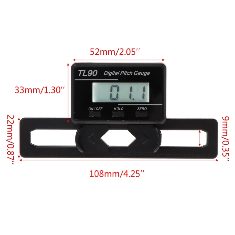 

TL90 Digital Pitch Gauge LCD Backlight Display Blades Angle Measurement Tool