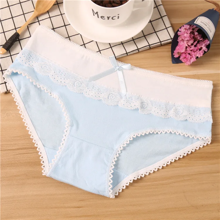 Light blue Г. Новое хлопковое нижнее белье ярких цветов трусы для девочек-подростков с низкой талией и милым бантом, детское нижнее белье для девочек от 12 до 20 лет - Цвет: Light blue