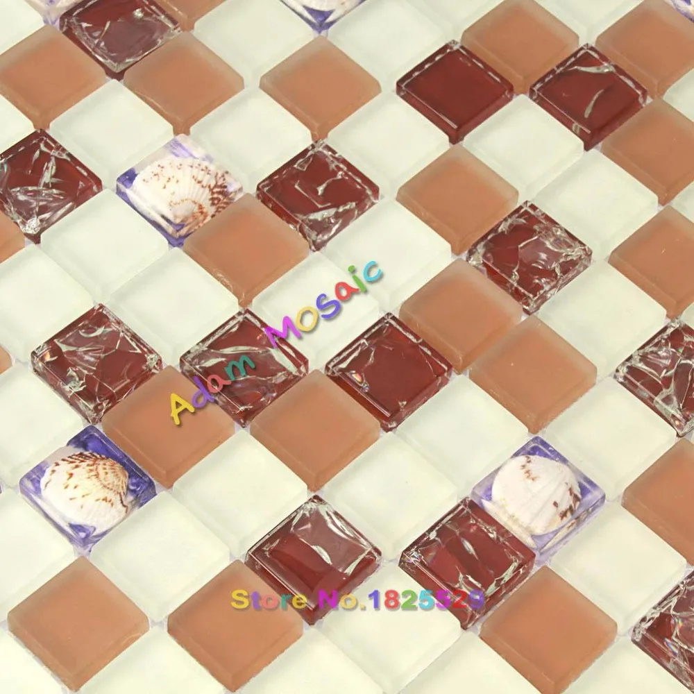 Sea Shell коричневый щитка Кухня Стекло раковины Плитки белый Ванная комната Мэтт