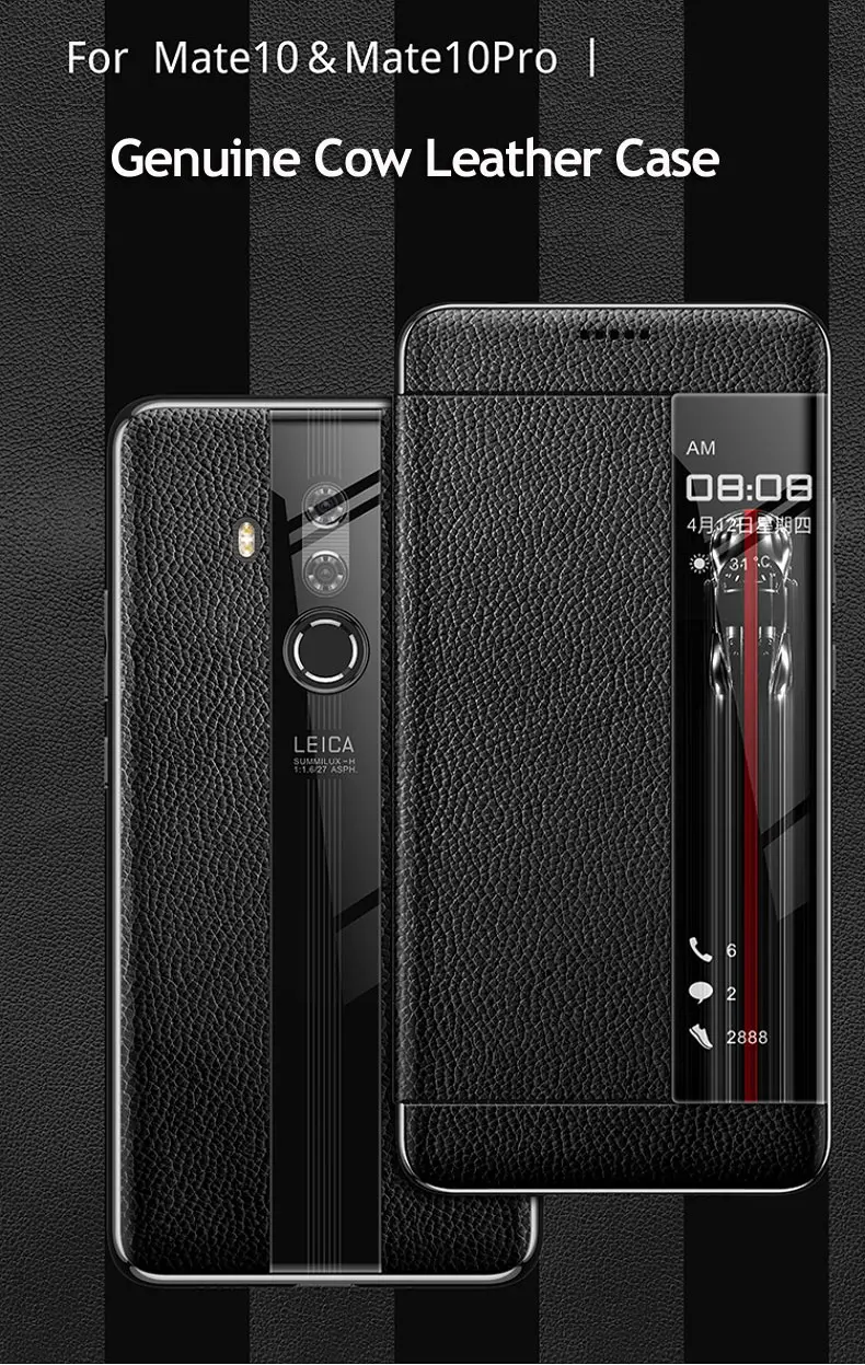 Чехол из натуральной кожи для huawei mate 10 Pro 9 pro, защитный чехол для телефона с windows view, кожаный чехол-книжка для huawei mate 10