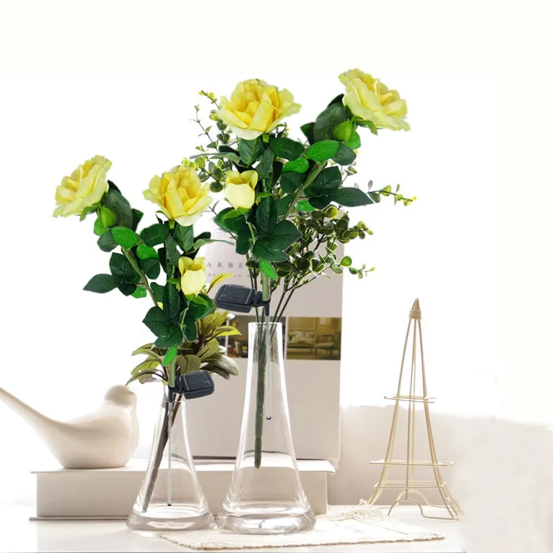 3 Roses Solar light Perfect quality LED Outdoor lighting Powerful solar panel garden Flower lights Insertable foot | Освещение