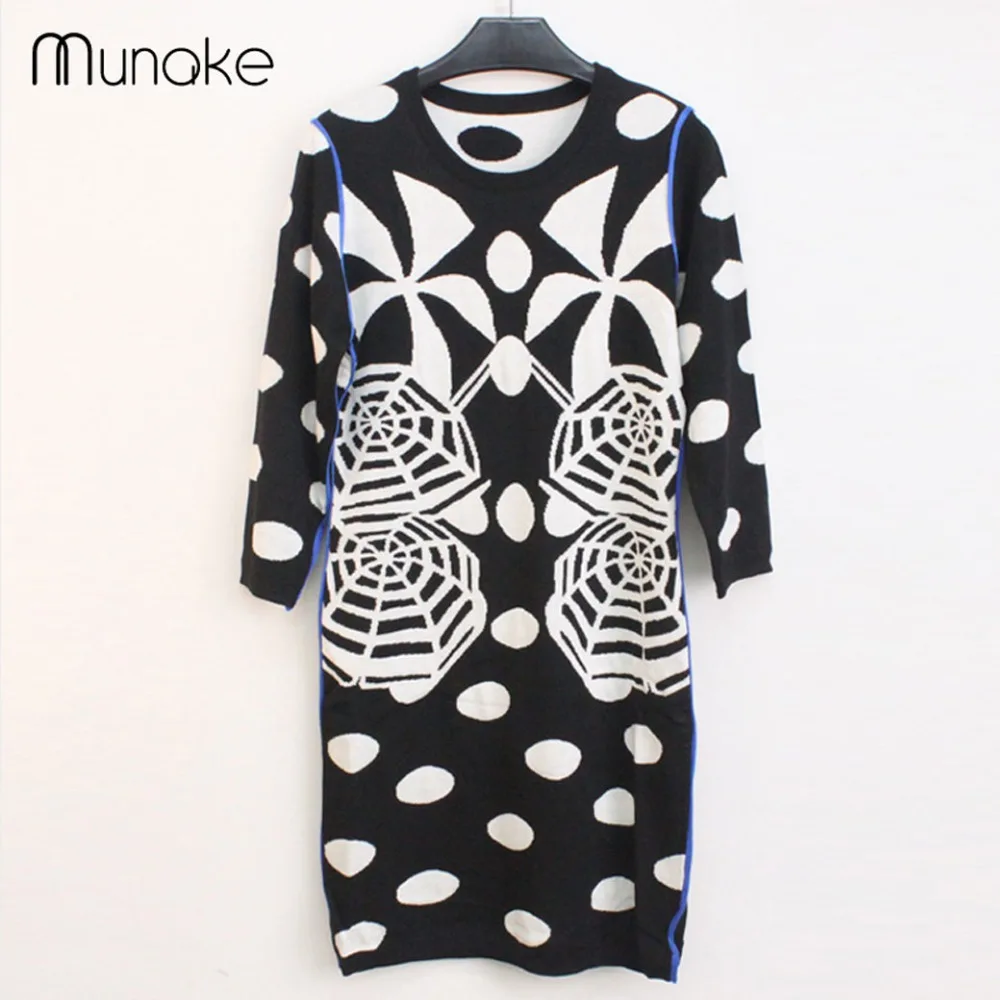 Мода женщин Вскользь Платье Шерсть Вязаный Осень Тонкий Свитер Три Четверти