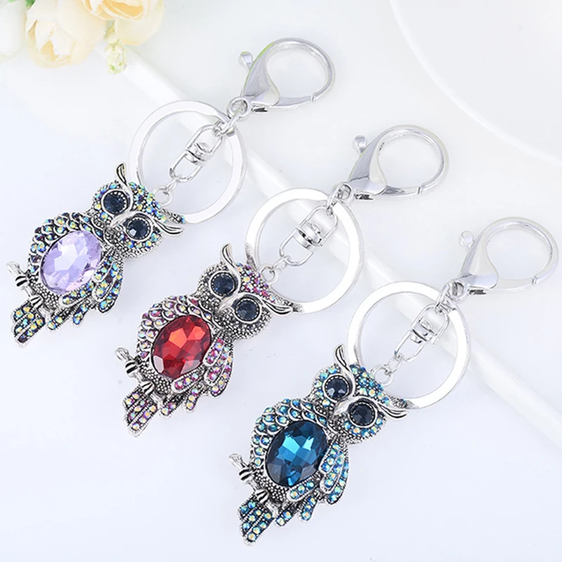 Fashion Cute Rhinestone Crystal Owl Keychain Purse Handbag Car Key Keyring Holder Pendant Women Jewelry Accessories Party Gift | Украшения