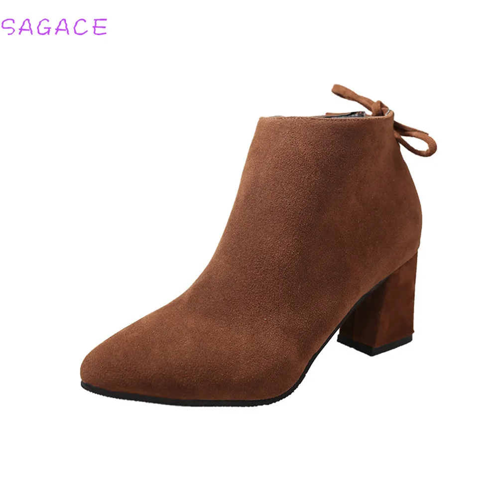 Женские ботильоны на платформе SAGACE черные шнуровке и толстом каблуке модные