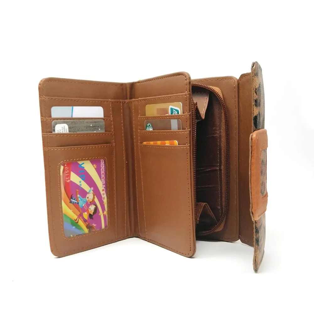 ZIWI Модные леопардовые Для женщин кошелек короткие Роскошные одноцветное