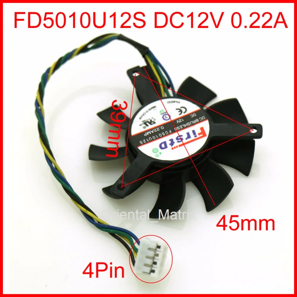 Вентилятор охлаждения FD5010U12S 12 В 0 22a 45 мм 39*39*39 для видеокарты NVIDIA 4pin бесплатная