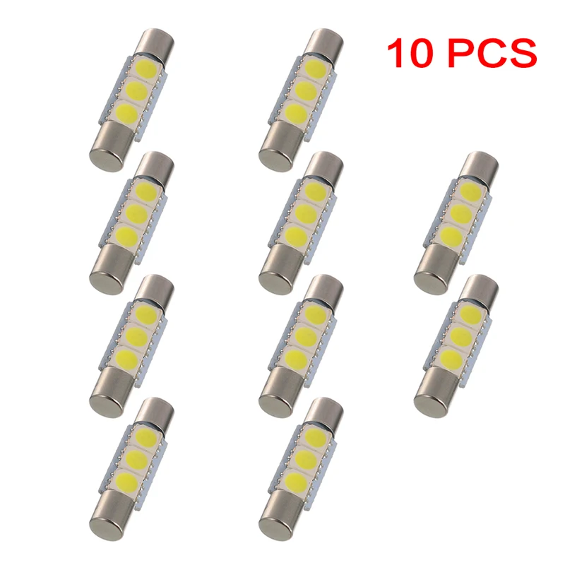 10X светодиодный 5050 3SMD предохранитель косметическое зеркало светильник лампочка для 6641 TS-14V1CP автомобиля 29mmWhite