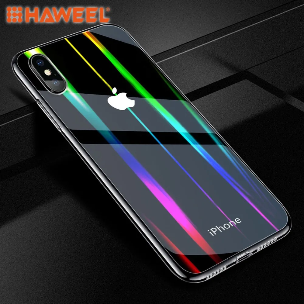 

HAWEEL Twilight Transparent Glass Case For iPhone 7 & 8 Plus iPhone X&XS MAX iPhone XR For Huawei Mate 20 Pro Mobile Phone Cover
