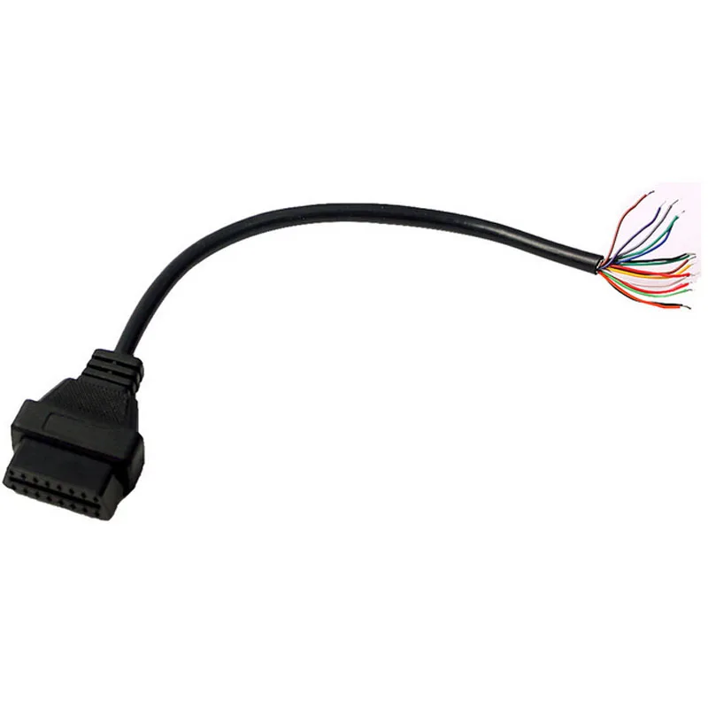 Диагностика разъем 16pin OBD 16 контактный контакты II 2 OBD2 открытые концы кабеля 30 см