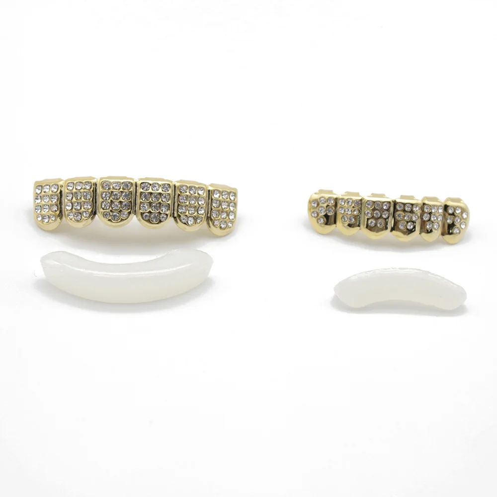 Золото Серебро Iced Out CZ Зубы Grillz Лучшие Нижние Мужчины Женские Ювелирные Новые |