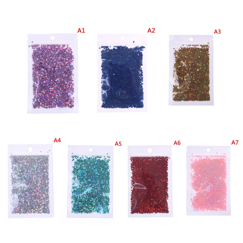 

10g/Pack DIY Crystal Slime Four Star Glitter Ultra-thin Slices Nails Art Tips Box Accessories Decoration Toys For Kids Model