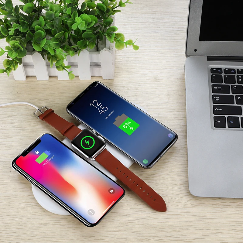Универсальное беспроводное зарядное устройство 3 в 1 для iPhone Samsung Qi быстрая