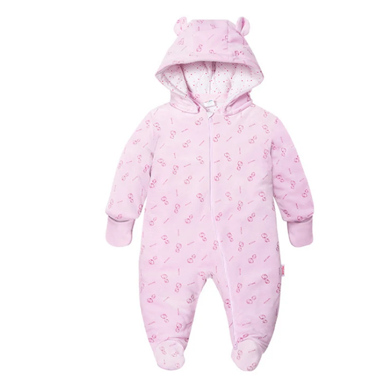 Детские ползунки для мальчиков и девочек на весну зиму комбинезон с капюшоном