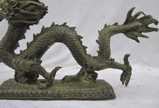 SCY Collectible bronze lion statue S0261 China Folk collection classical Bronze Gilt Lucky Fly Dragon Play Bead statuary B0403 | Дом и сад