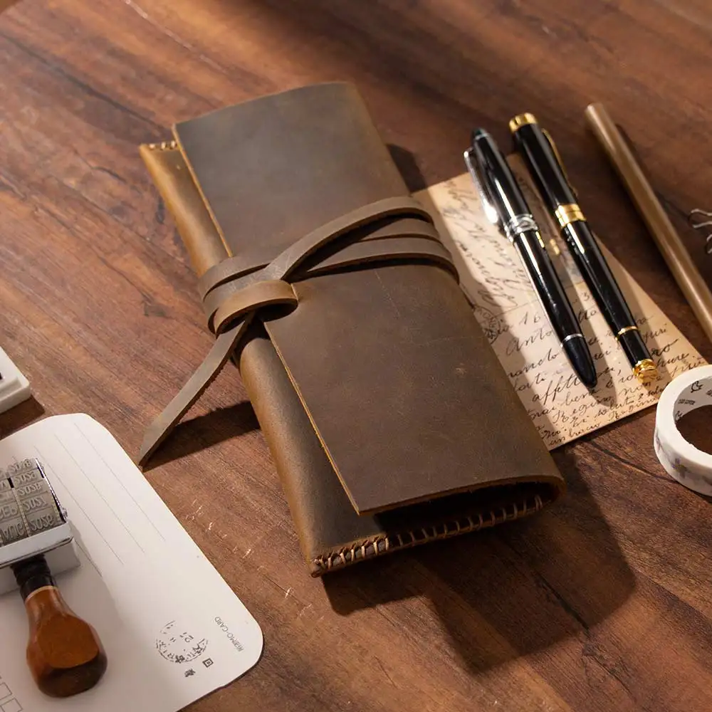 Винтажный чехол карандаш из натуральной яловой кожи канцелярские товары ручной