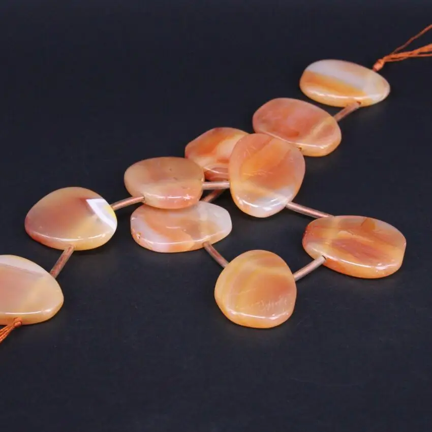 15.5&quot/strand Top Drilled Natural Orange Agates Freeform Slab Loose Beads Raw Onxy Stone Slice Nugget Pendants Jewelry Making | Украшения