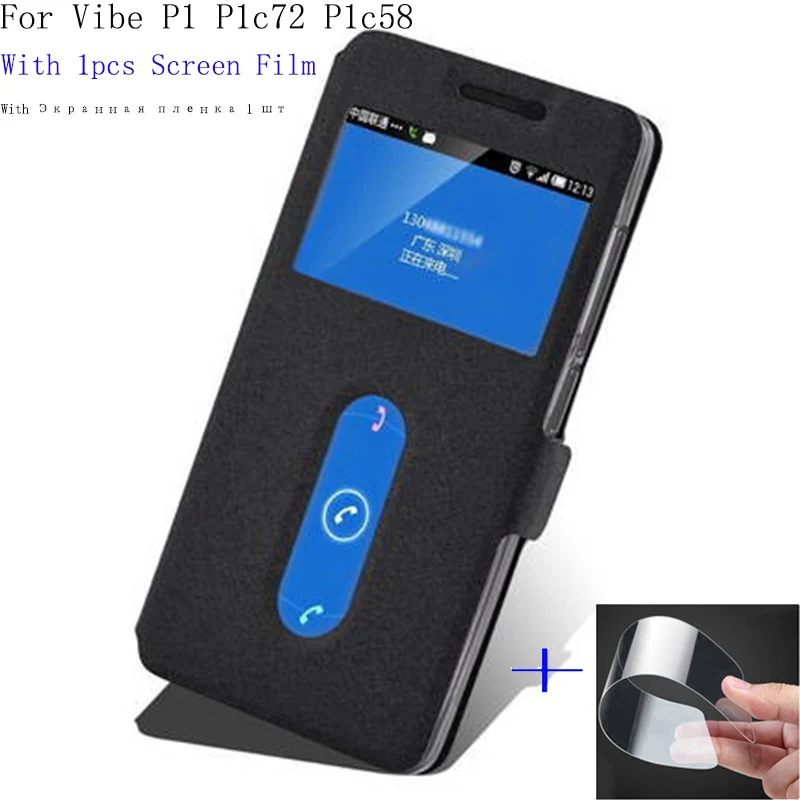 Роскошный чехол для телефона Lenovo Vibe P1 P1c72 P1c58, чехол из искусственной кожи с открытым окошком для Lenovo VibeP1, флип-чехол, задняя крышка