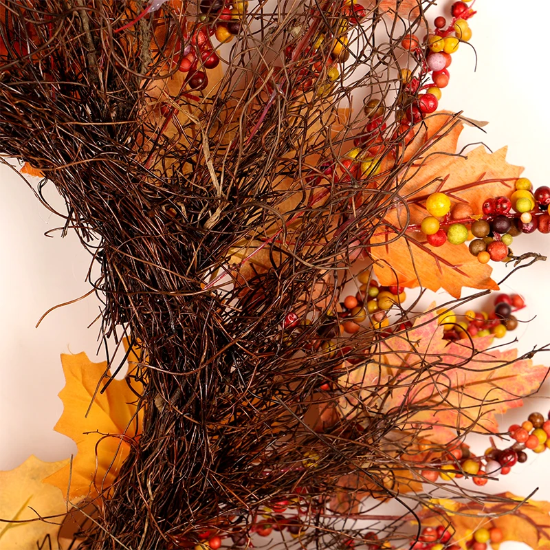HOYVJOY Berry Maple Leaf FalWreath For Christmas Decoration Artifical Garland 45cm Decor Hand On The Wall Table High Quality | Дом и сад