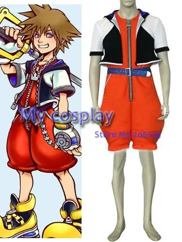 

Anime Kingdom Hearts 1 Sora cosplay costume for Halloween Cosplay parties Orange Summer Clothing