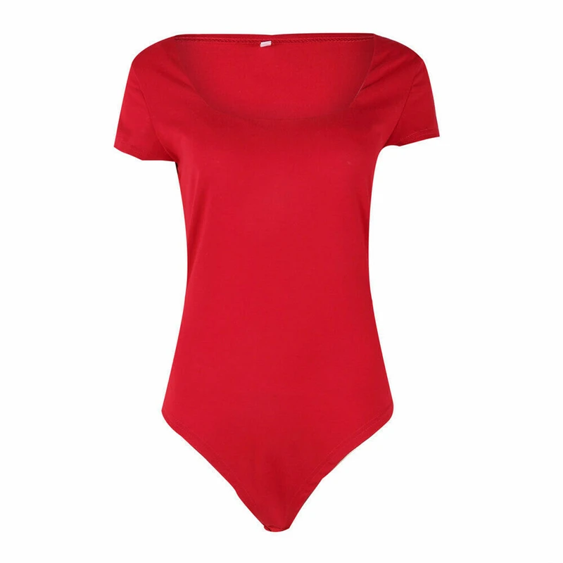 

Women fashion summer bodysuit square collar short sleeve bodycon jumpsuit ladies casual romper beach club party wear