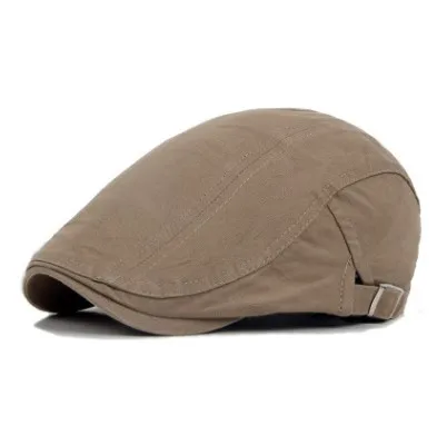 khaki XdanqinX Снэпбэк Кепка хлопок мужская шляпа в британском ретро-стиле модные однотонные береты регулируемый размер женская шапка с язычком s - Цвет: khaki