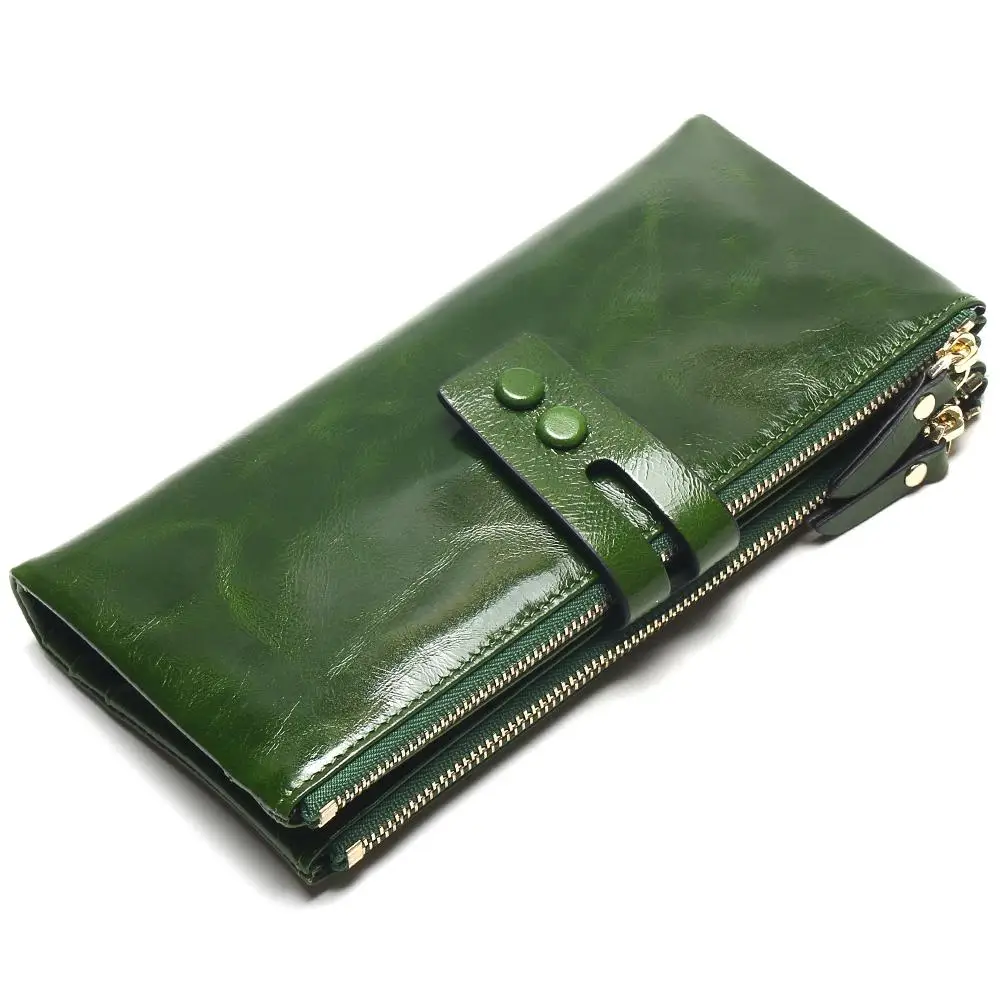Green Новинка, модные женские кошельки из натуральной кожи, женские кошельки на молнии, женские кошельки, длинный держатель для телефона - Цвет: Green