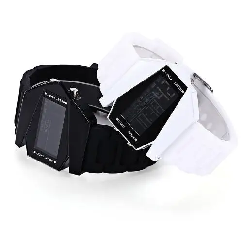 Мужские спортивные светодиодные цифровые часы Цветной силиконовый браслет для