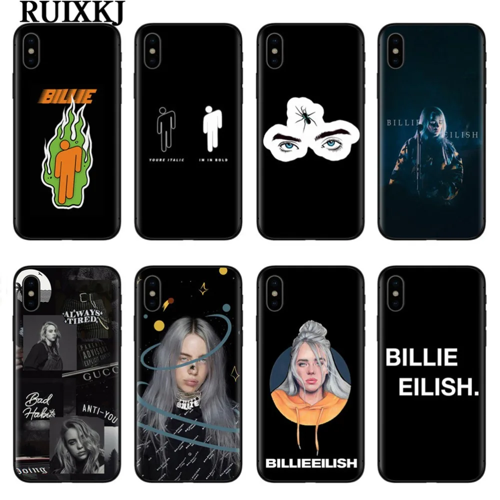Billie eilish rainbow blohsh глаза океана черный мягкий чехол для телефона iPhone X 5 5S SE 6 6splus 7 7Plus 8 8Plus XR XS MAX