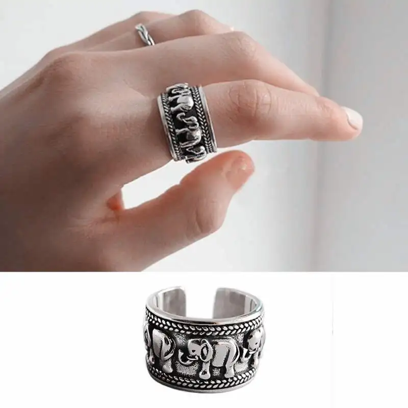 DIEERLAN Bijoux модные богемные Слоны антикварные большие кольца винтажные Свадебные