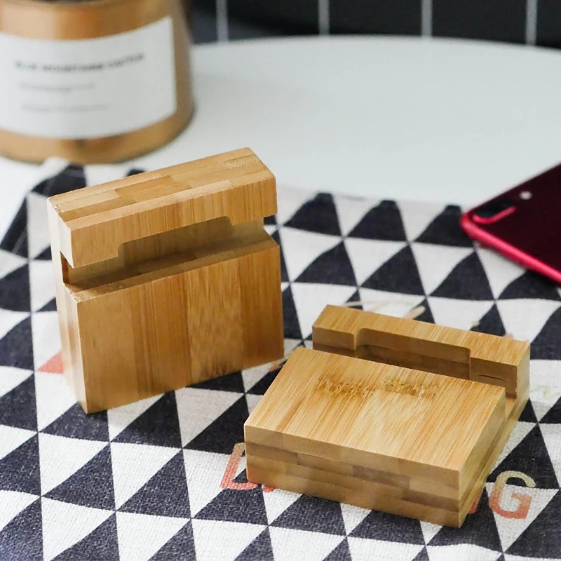 Zakka Style Bamboo Desk Organizer Square Multi-Use Storage Holder Photo Frame/Phone Eco Natural Wood Display | Дом и сад