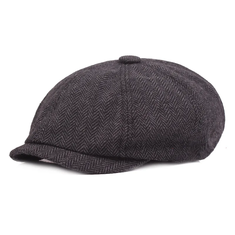 Fashion Men Autumn Winter Classic Beret Hat Male Striped Ivy Cap