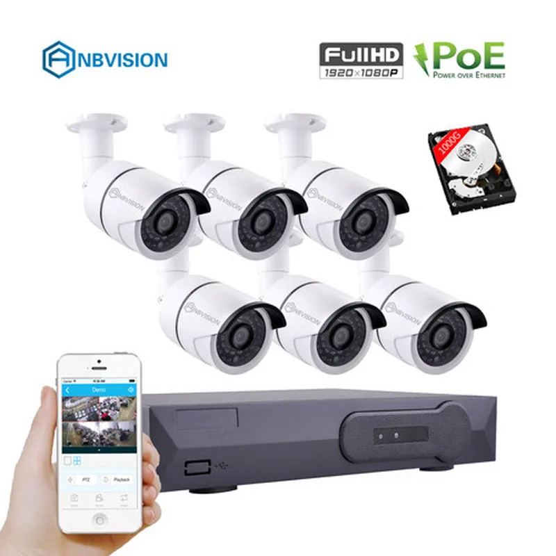 Eyessys 8/4 канал PoE Комплект видеонаблюдения Системы Камера 1080 P CCTV 8/4/6 шт 2.0MP IP пуля