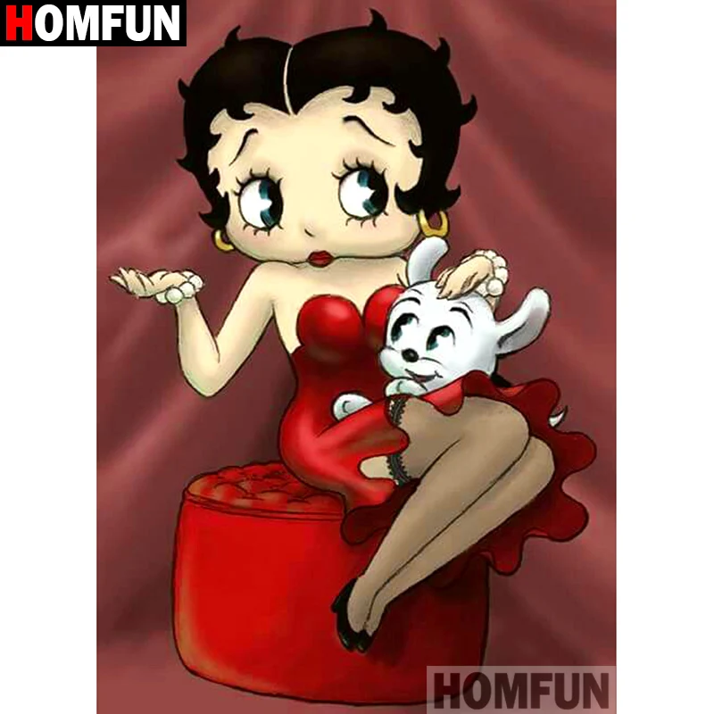 HOMFUN полный квадратный/круглый дрель 5D поделки алмазов картина "мультфильм девушка" вышивка крестиком дома A08000